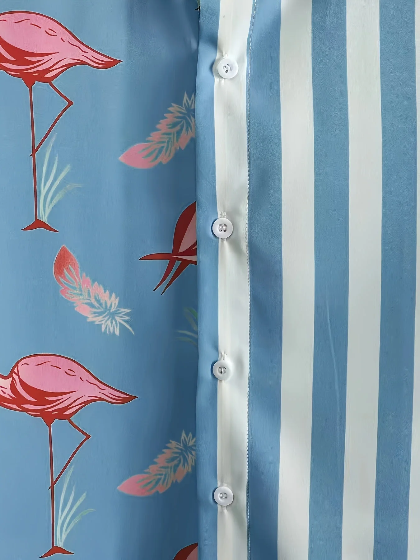 Herren Sommer Set Kurzarm Hemd und Shorts mit Flamingo-Print, Freizeit Outfit für Urlaub und Strand - Image 4