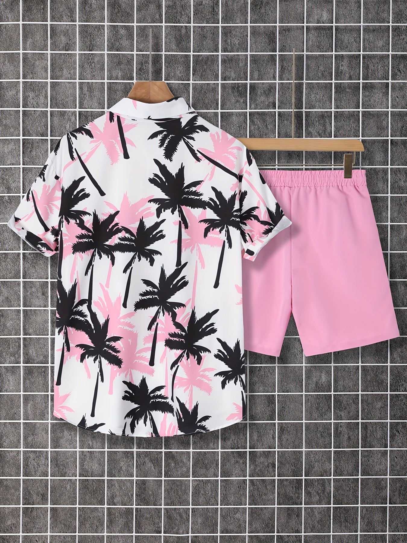Herren Sommer Strand Set – Palmen Print Kurzarmhemd und Shorts, Freizeit Outfit - Image 6