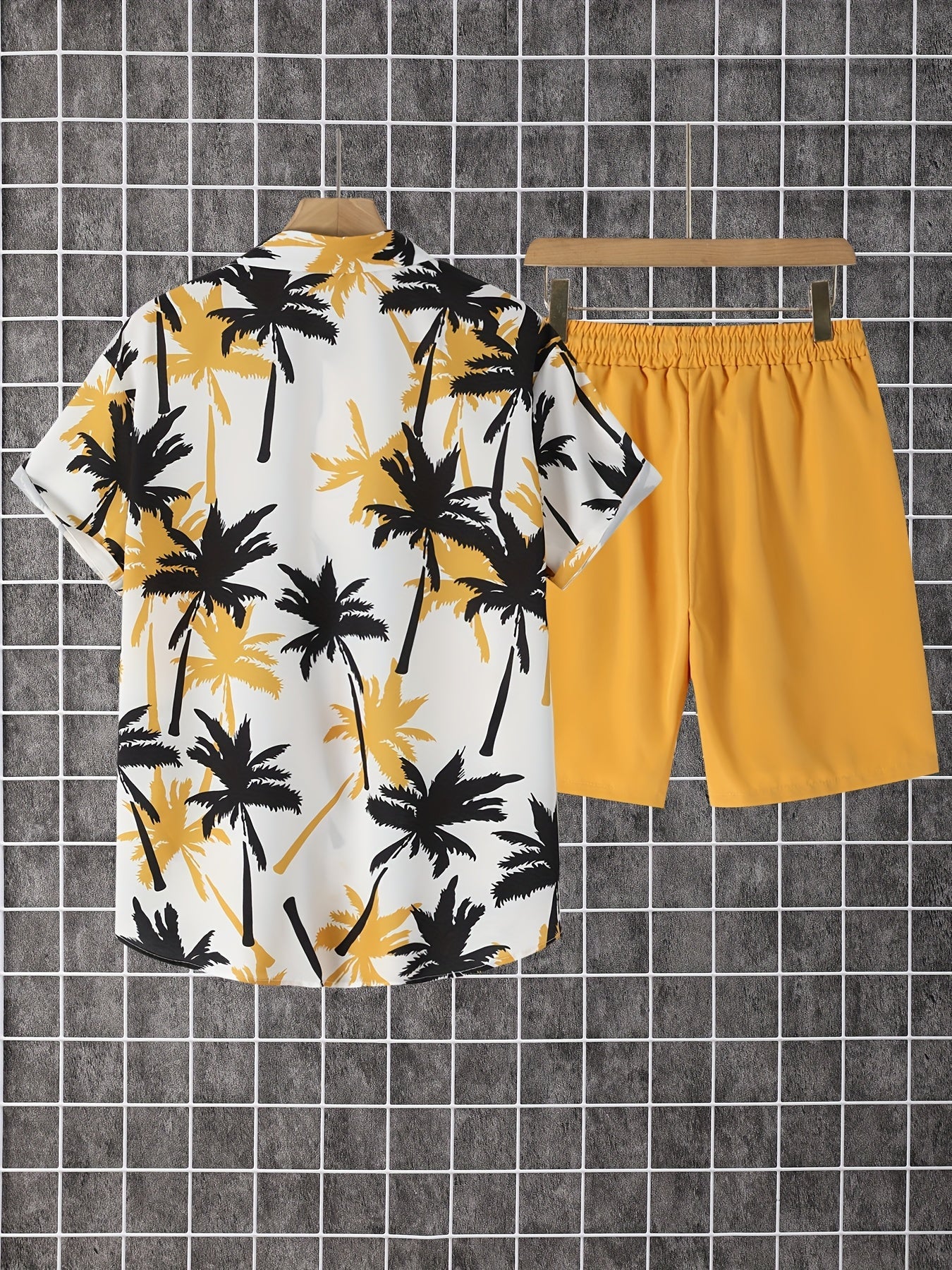 Herren Sommer Strand Set – Palmen Print Kurzarmhemd und Shorts, Freizeit Outfit - Image 8