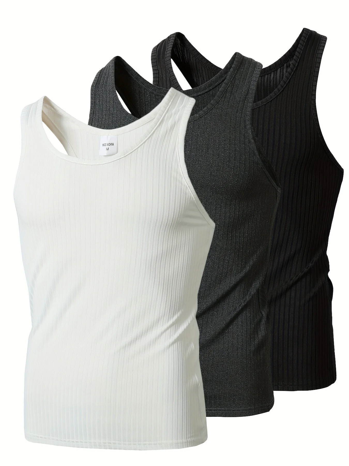 Herren Sport Tanktop Set – Lässige Fitness- und Freizeit Unterhemden, 3er Pack - Image 3
