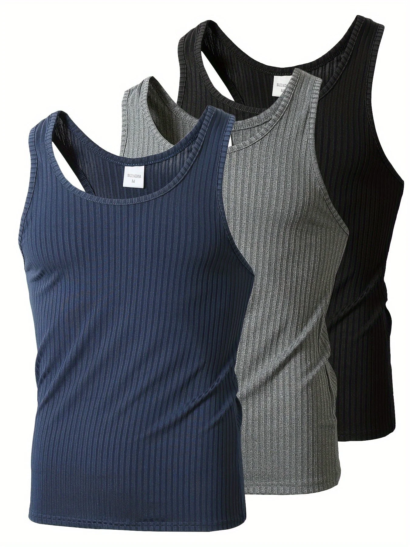 Herren Sport Tanktop Set – Lässige Fitness- und Freizeit Unterhemden, 3er Pack - Image 4