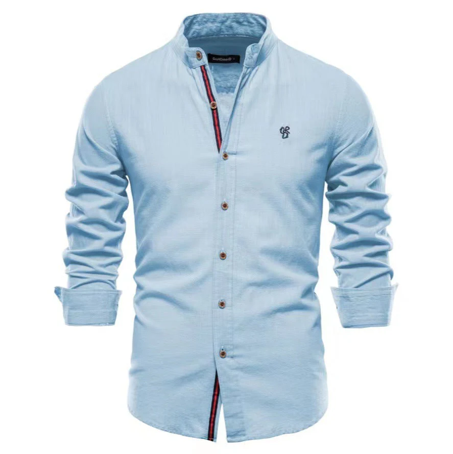 Herren Stehkragen Freizeithemd Slim Fit Langarm – Modernes Henley Shirt für Alltag & Freizeit - Image 10