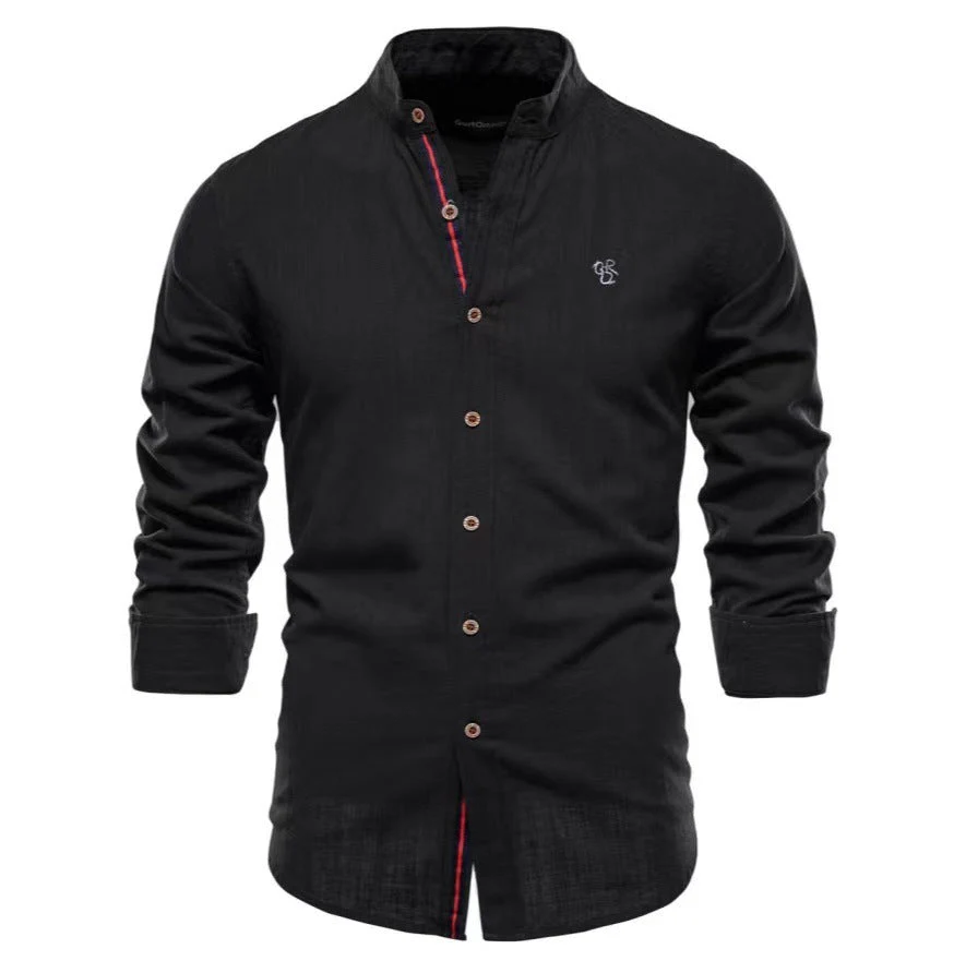 Herren Stehkragen Freizeithemd Slim Fit Langarm – Modernes Henley Shirt für Alltag & Freizeit - Image 11