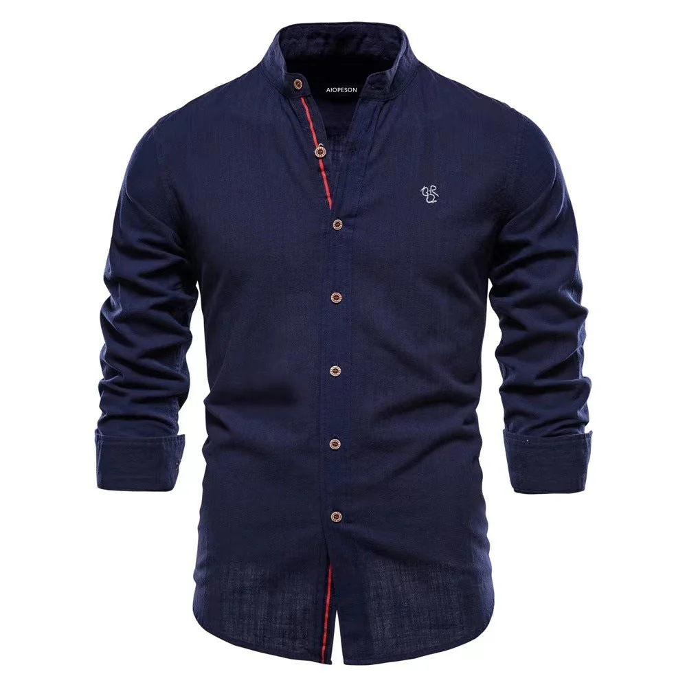 Herren Stehkragen Freizeithemd Slim Fit Langarm – Modernes Henley Shirt für Alltag & Freizeit - Image 5