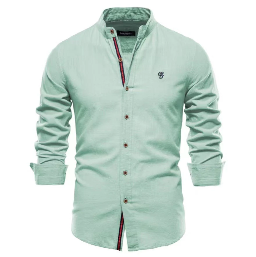 Herren Stehkragen Freizeithemd Slim Fit Langarm – Modernes Henley Shirt für Alltag & Freizeit - Image 9