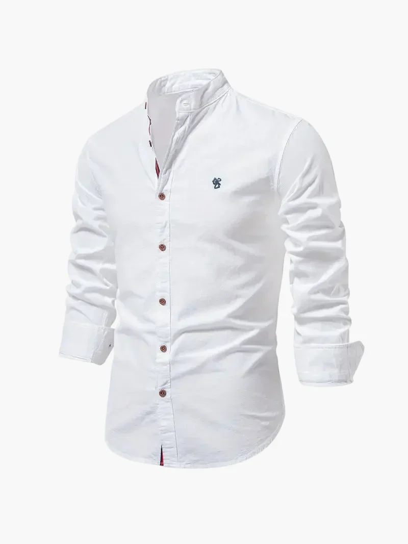 Herren Stehkragen Langarmhemd – Modernes Business & Freizeit Hemd, Slim Fit, Elegant