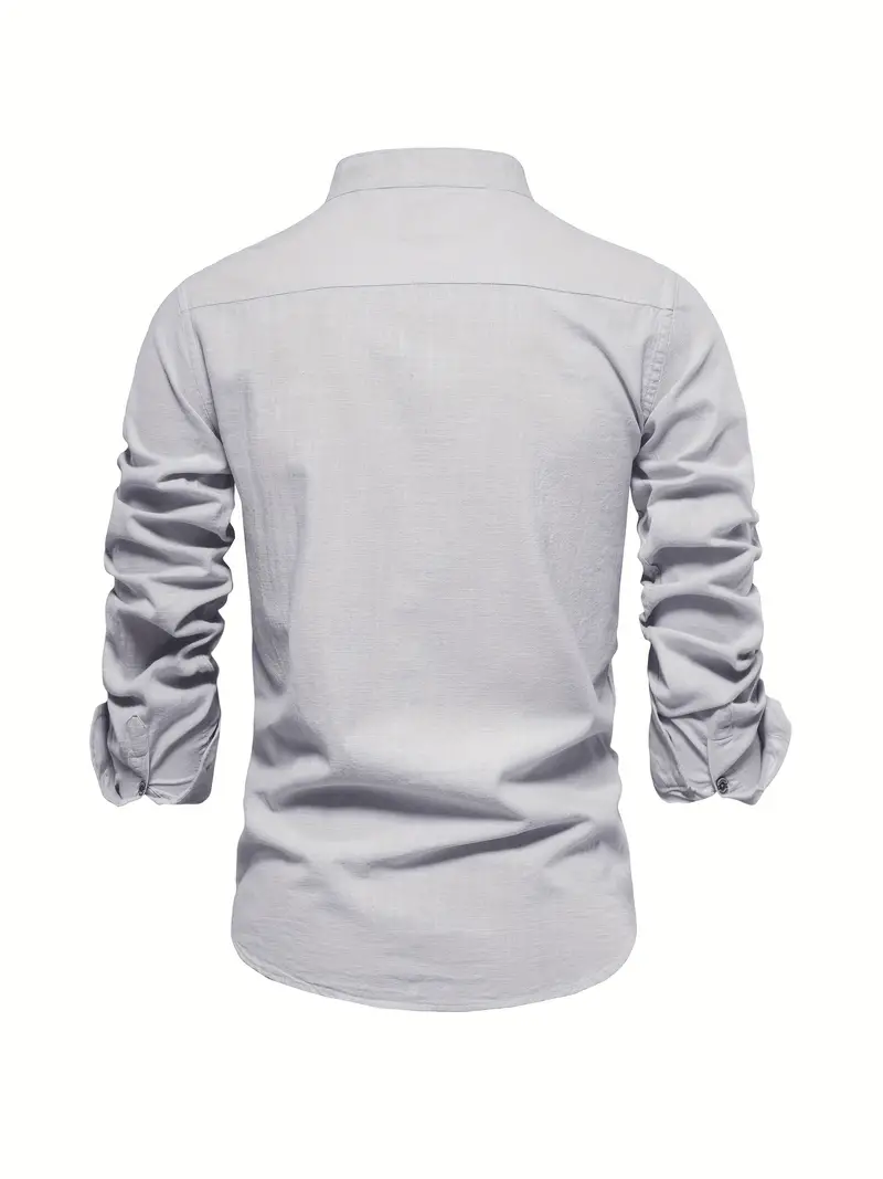 Herren Stehkragen Langarmhemd – Modernes Business & Freizeit Hemd, Slim Fit, Elegant - Image 10