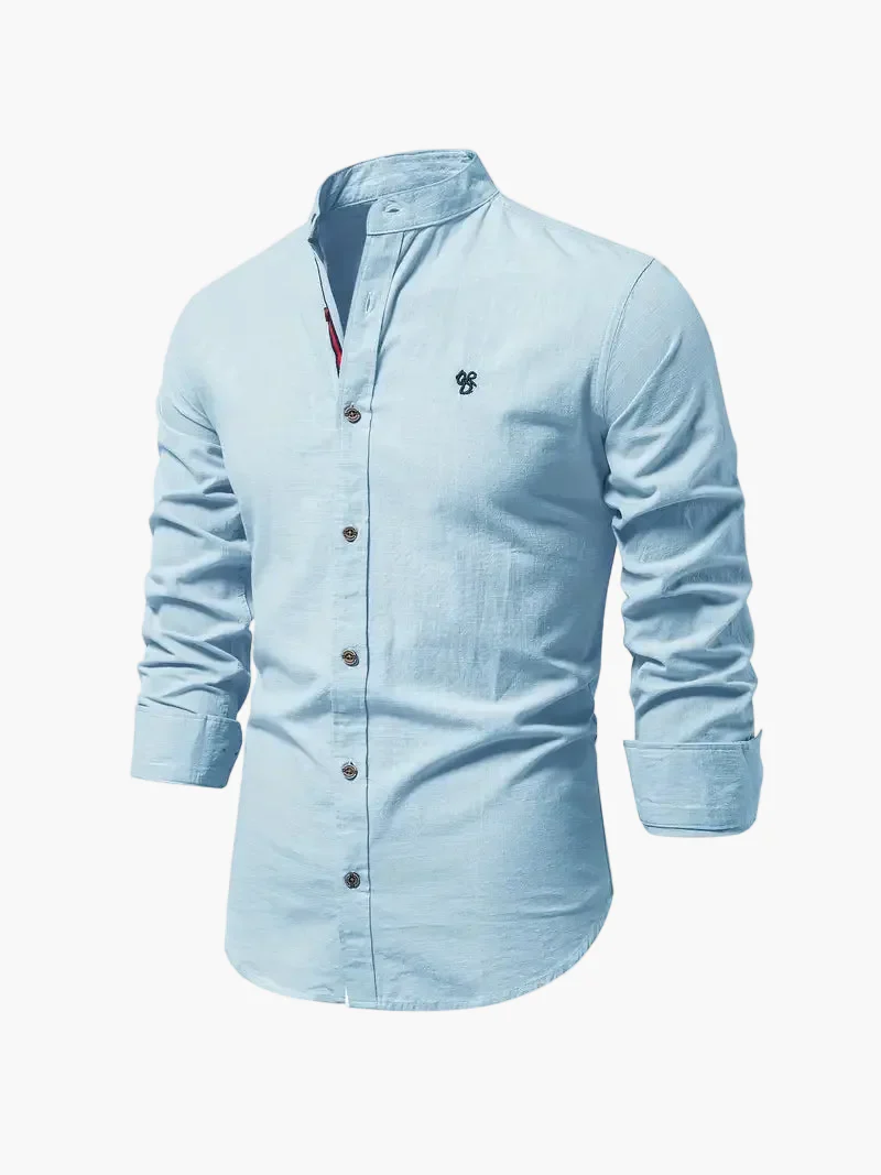 Herren Stehkragen Langarmhemd – Modernes Business & Freizeit Hemd, Slim Fit, Elegant - Image 11