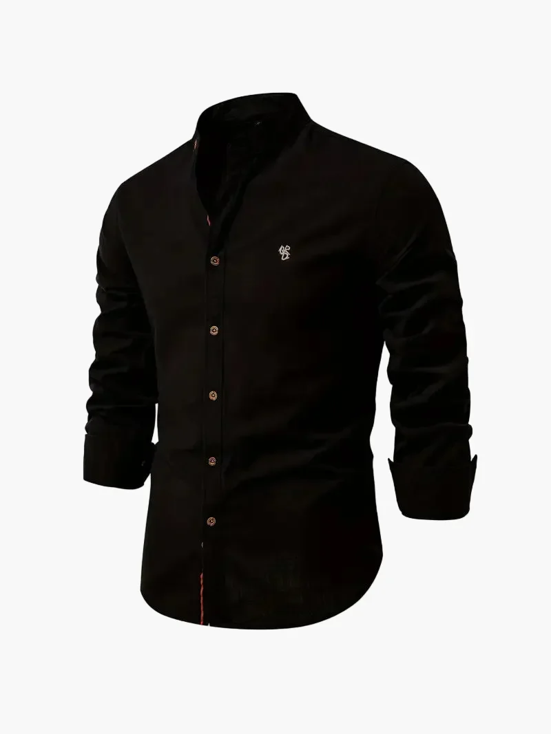 Herren Stehkragen Langarmhemd – Modernes Business & Freizeit Hemd, Slim Fit, Elegant - Image 13