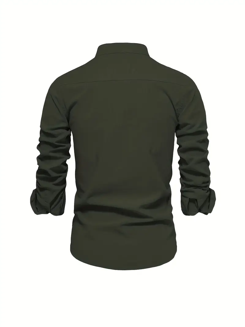 Herren Stehkragen Langarmhemd – Modernes Business & Freizeit Hemd, Slim Fit, Elegant - Image 16