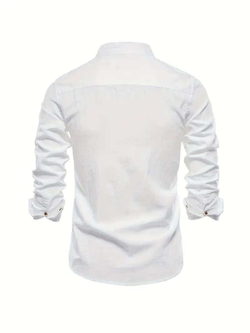 Herren Stehkragen Langarmhemd – Modernes Business & Freizeit Hemd, Slim Fit, Elegant - Image 2