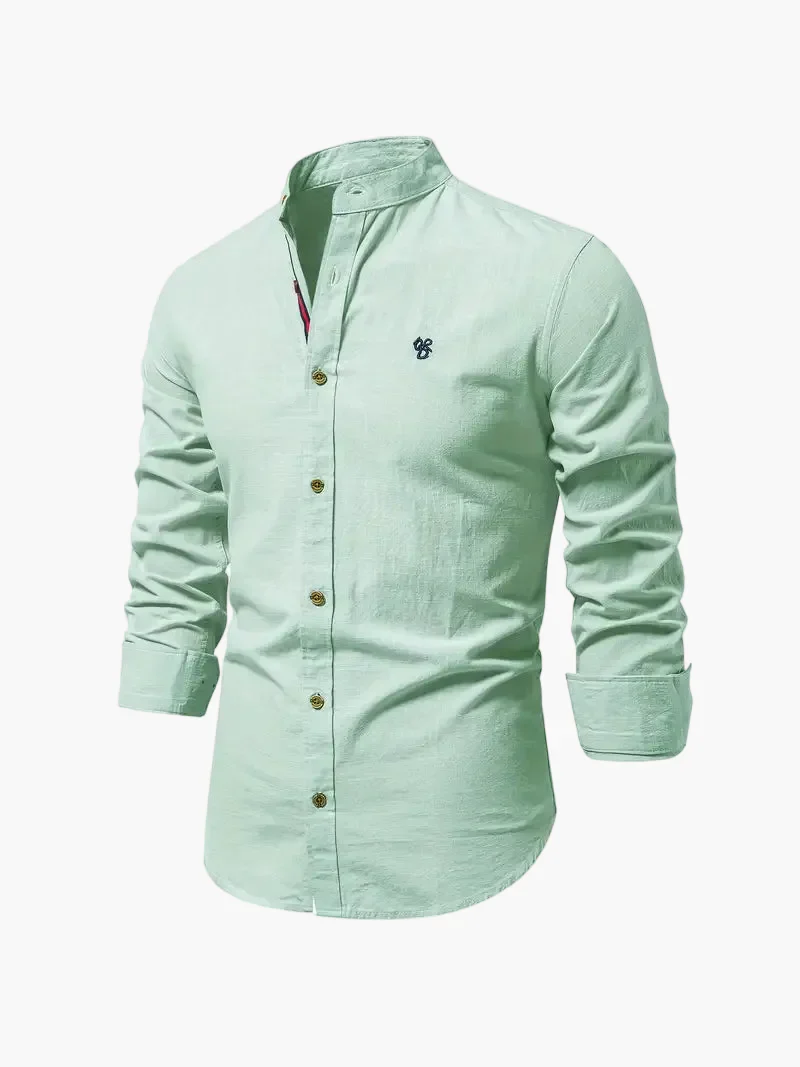 Herren Stehkragen Langarmhemd – Modernes Business & Freizeit Hemd, Slim Fit, Elegant - Image 3