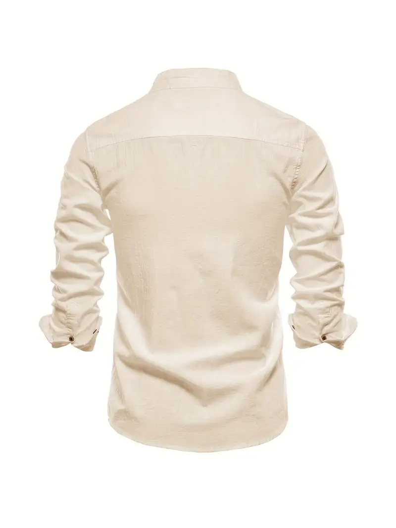 Herren Stehkragen Langarmhemd – Modernes Business & Freizeit Hemd, Slim Fit, Elegant - Image 6