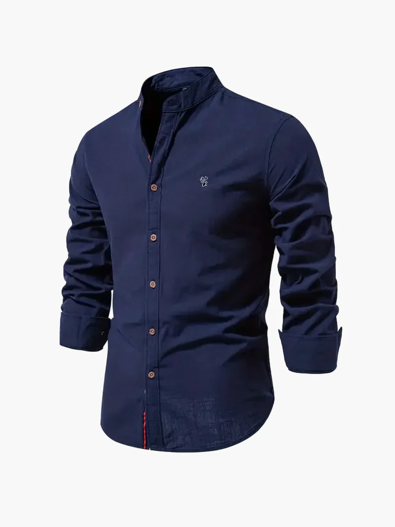 Herren Stehkragen Langarmhemd – Modernes Business & Freizeit Hemd, Slim Fit, Elegant - Image 7