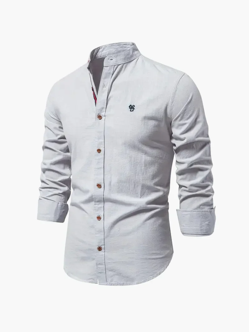 Herren Stehkragen Langarmhemd – Modernes Business & Freizeit Hemd, Slim Fit, Elegant - Image 9