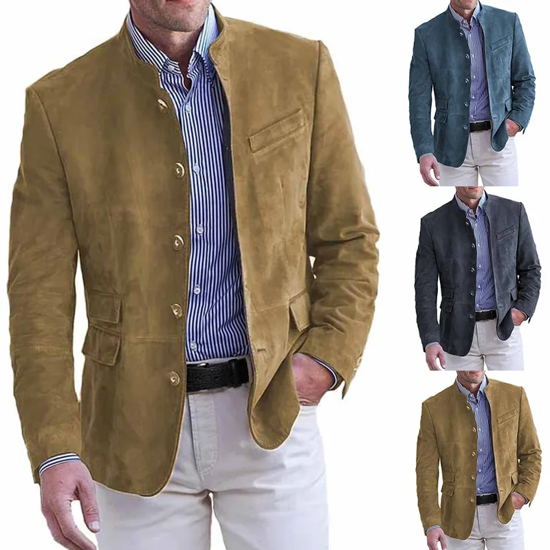 Herren Stehkragen Sakko Modern Business Freizeit Elegant - Image 6