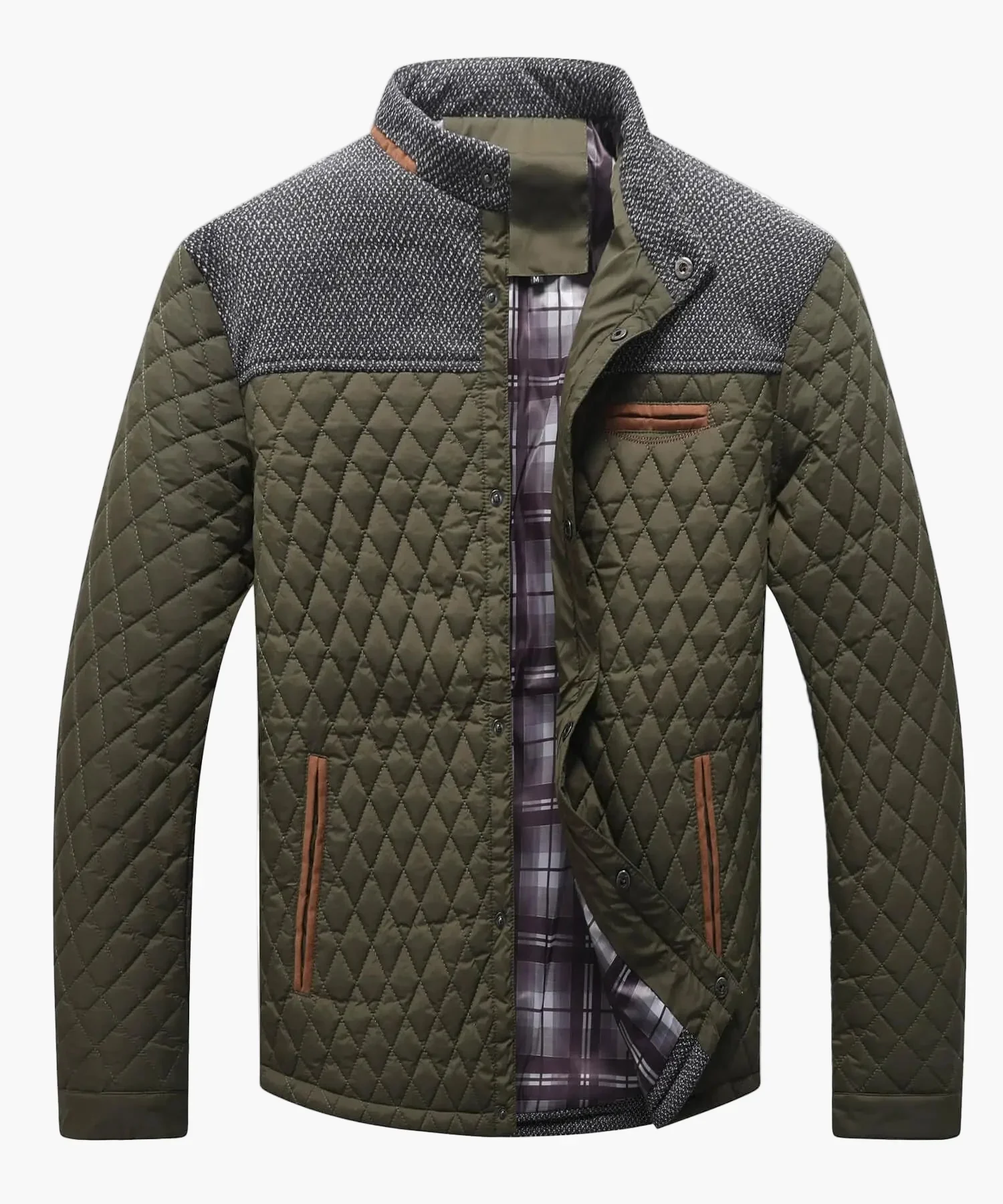 Herren Steppjacke Modern Casual Bomberjacke – Diamantmuster, Übergangsjacke, modisch & vielseitig - Image 2