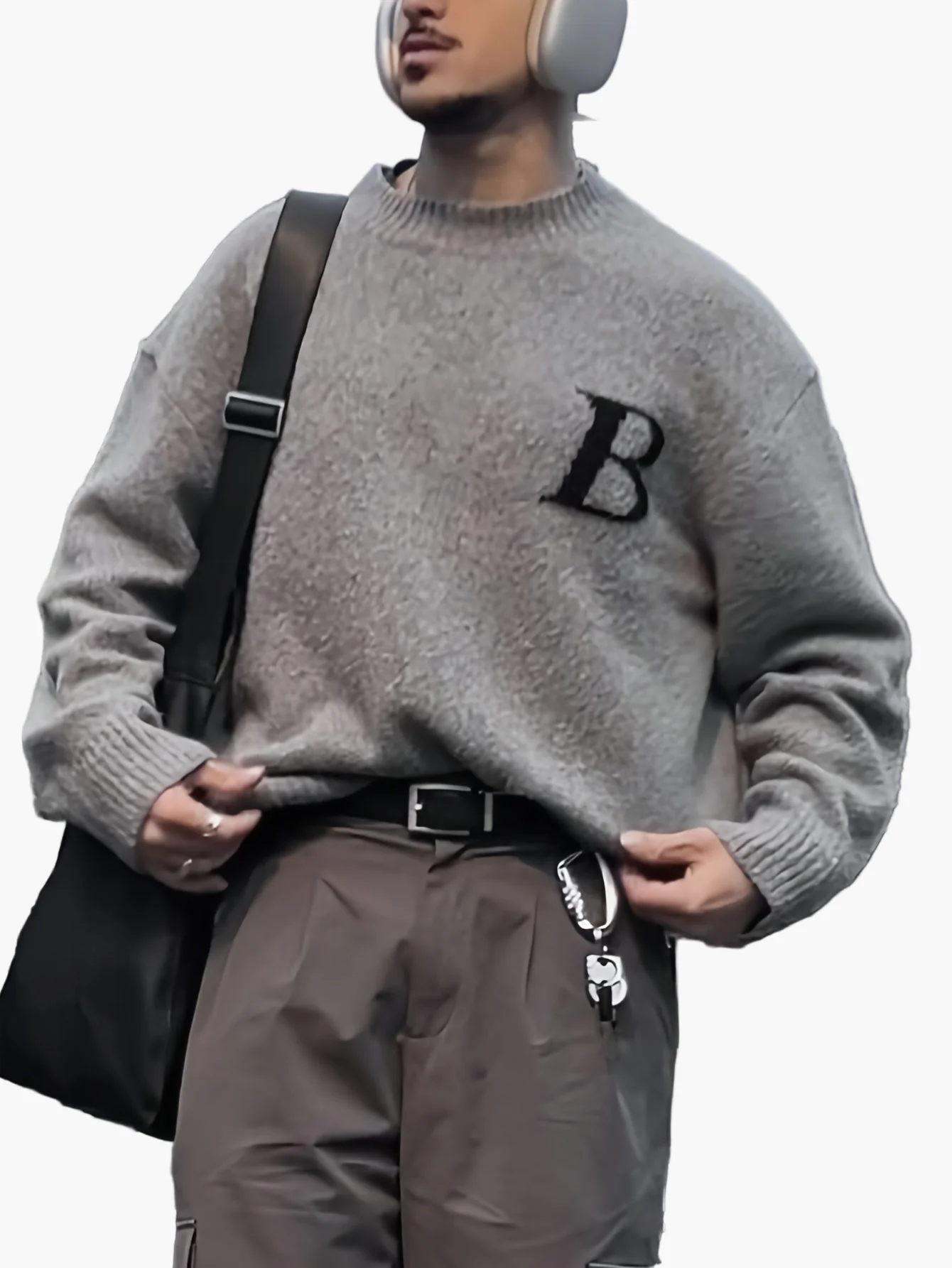 Herren Streetstyle Pullover mit Buchstabenmuster und lockerem Schnitt – Perfekt für Herbst und Winter - Image 5