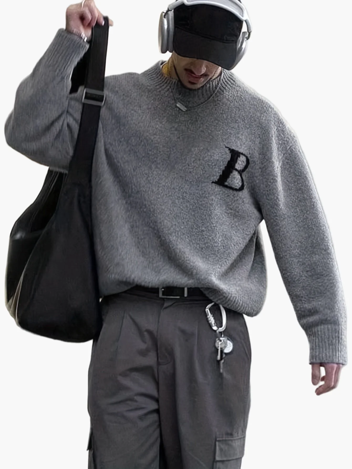 Herren Streetstyle Pullover mit Buchstabenmuster und lockerem Schnitt – Perfekt für Herbst und Winter - Image 6