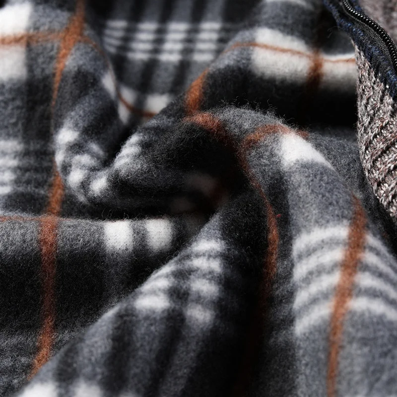 Herren Strick-Cardigan mit Stehkragen und kariertem Innenfutter – modische Freizeitjacke - Image 8
