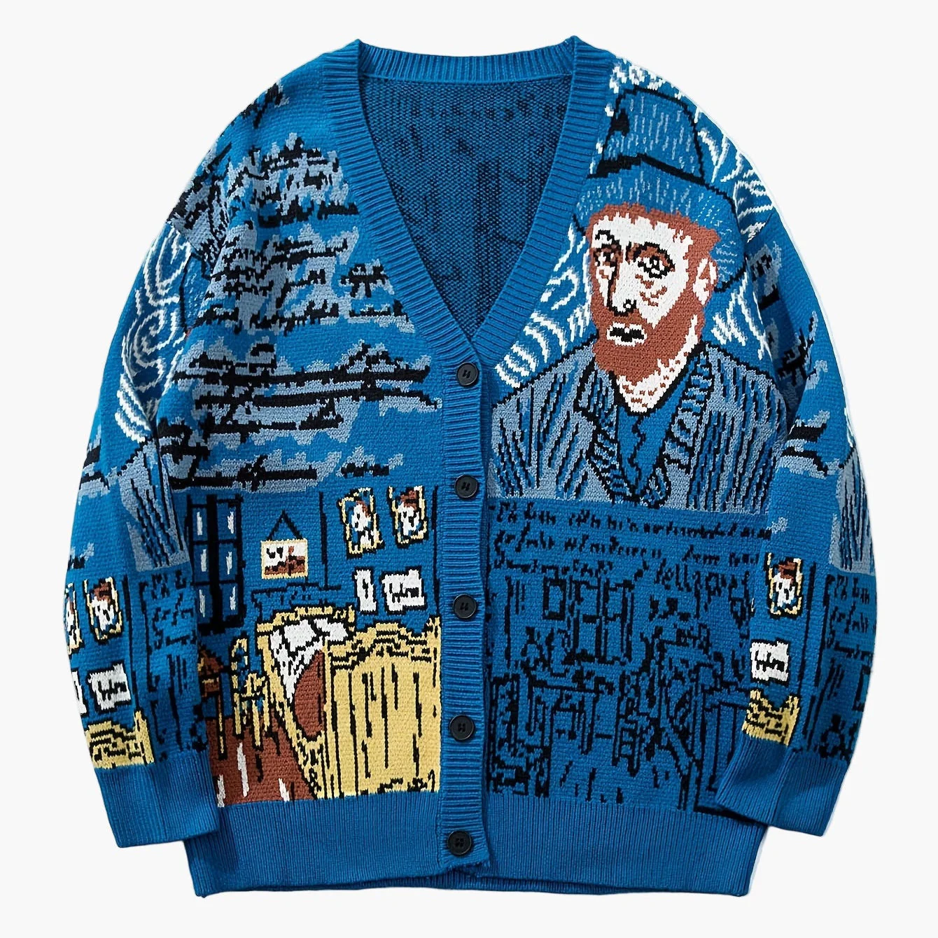Herren Strickjacke im Kunststil mit Van Gogh-Motiv – Lässiger Cardigan für Herbst und Winter - Image 2