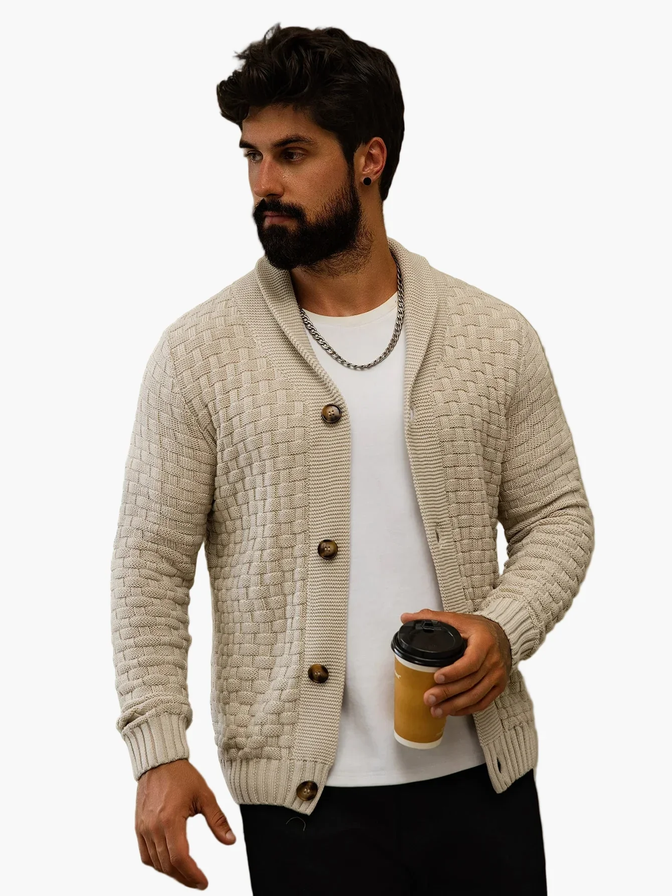 Herren Strickjacke mit Schalkragen – Stilvoller Freizeit-Cardigan, Modernes Design - Image 3