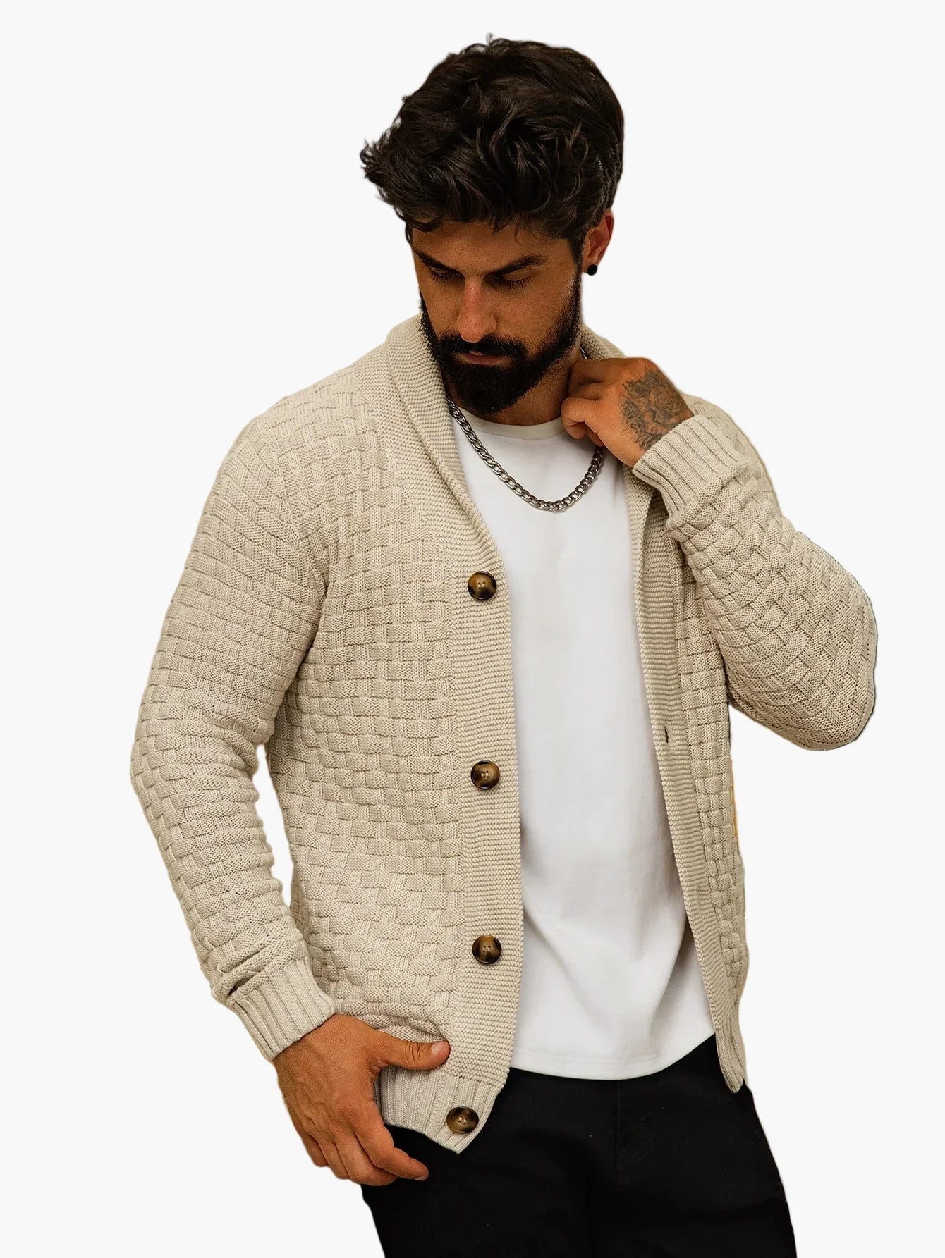 Herren Strickjacke mit Schalkragen – Stilvoller Freizeit-Cardigan, Modernes Design - Image 4