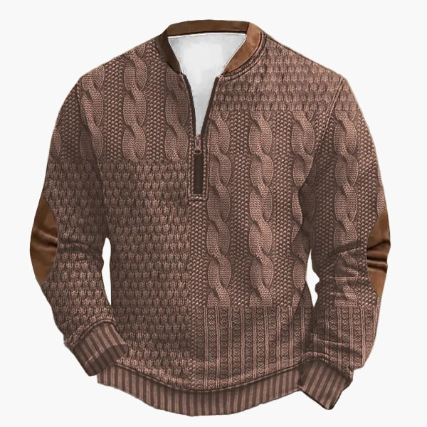 Herren Stricklook Sweatshirt mit Stehkragen und Reißverschluss – Stilvoller Freizeitpullover für Alltag und Outdoor - Image 10