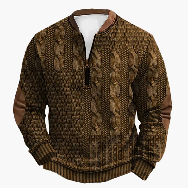 Herren Stricklook Sweatshirt mit Stehkragen und Reißverschluss – Stilvoller Freizeitpullover für Alltag und Outdoor - Image 11