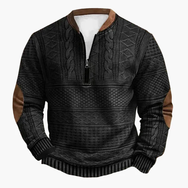 Herren Stricklook Sweatshirt mit Stehkragen und Reißverschluss – Stilvoller Freizeitpullover für Alltag und Outdoor - Image 14