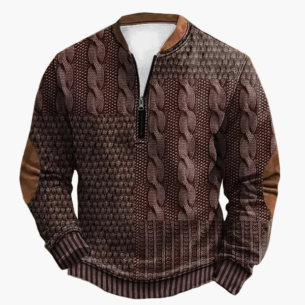 Herren Stricklook Sweatshirt mit Stehkragen und Reißverschluss – Stilvoller Freizeitpullover für Alltag und Outdoor - Image 3