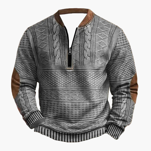 Herren Stricklook Sweatshirt mit Stehkragen und Reißverschluss – Stilvoller Freizeitpullover für Alltag und Outdoor - Image 4