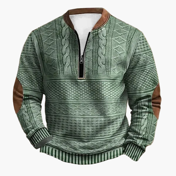 Herren Stricklook Sweatshirt mit Stehkragen und Reißverschluss – Stilvoller Freizeitpullover für Alltag und Outdoor - Image 5