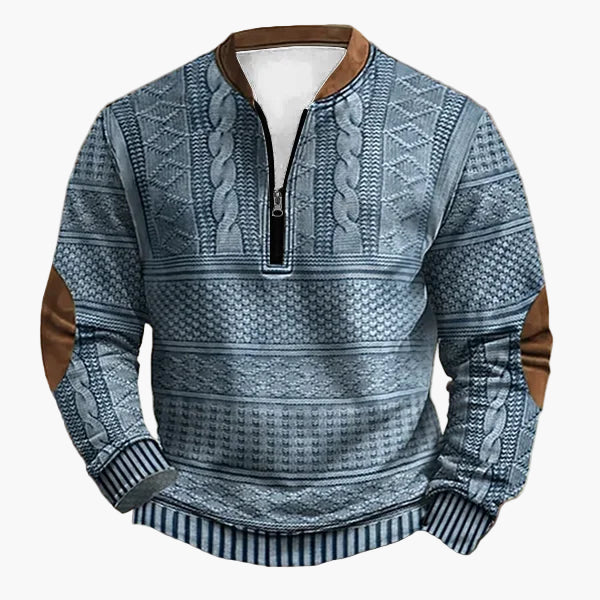 Herren Stricklook Sweatshirt mit Stehkragen und Reißverschluss – Stilvoller Freizeitpullover für Alltag und Outdoor - Image 6