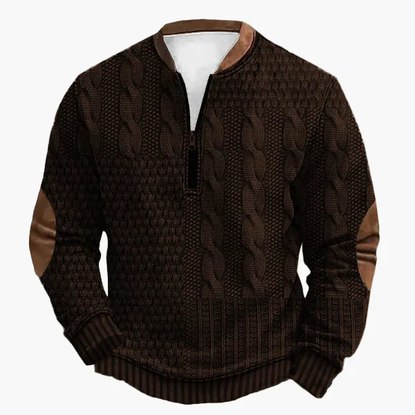 Herren Stricklook Sweatshirt mit Stehkragen und Reißverschluss – Stilvoller Freizeitpullover für Alltag und Outdoor - Image 7