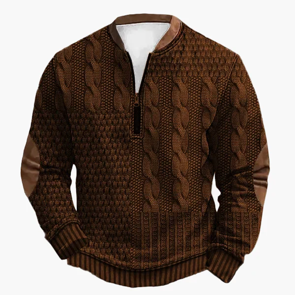 Herren Stricklook Sweatshirt mit Stehkragen und Reißverschluss – Stilvoller Freizeitpullover für Alltag und Outdoor - Image 8