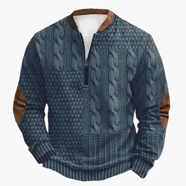 Herren Stricklook Sweatshirt mit Stehkragen und Reißverschluss – Stilvoller Freizeitpullover für Alltag und Outdoor - Image 9