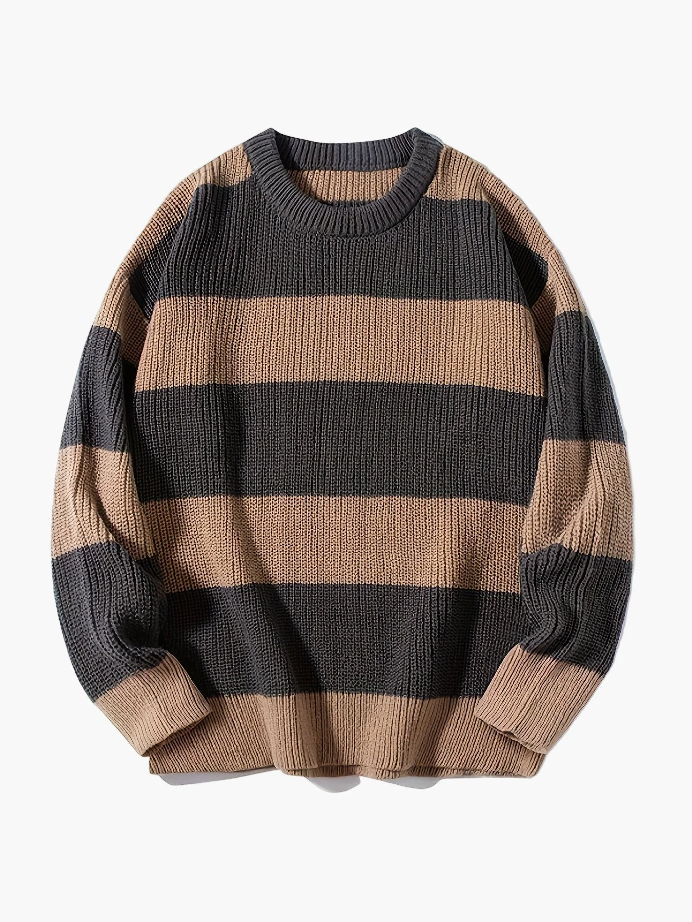 Herren Strickpullover mit breiten Streifen – Lässiger Oversize Look für Herbst und Winter