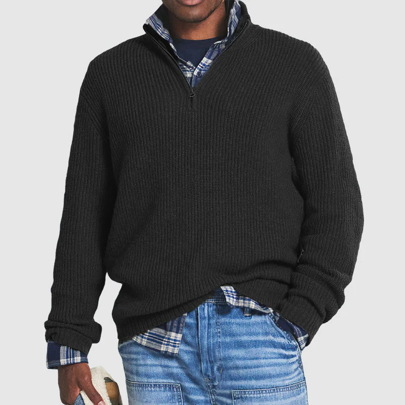 Herren Strickpullover mit halbem Reißverschluss – Klassischer Business-Casual Look für Alltag und Büro - Image 3