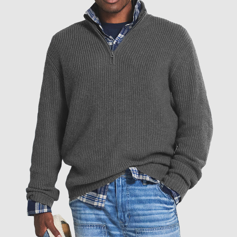 Herren Strickpullover mit halbem Reißverschluss – Klassischer Business-Casual Look für Alltag und Büro - Image 4
