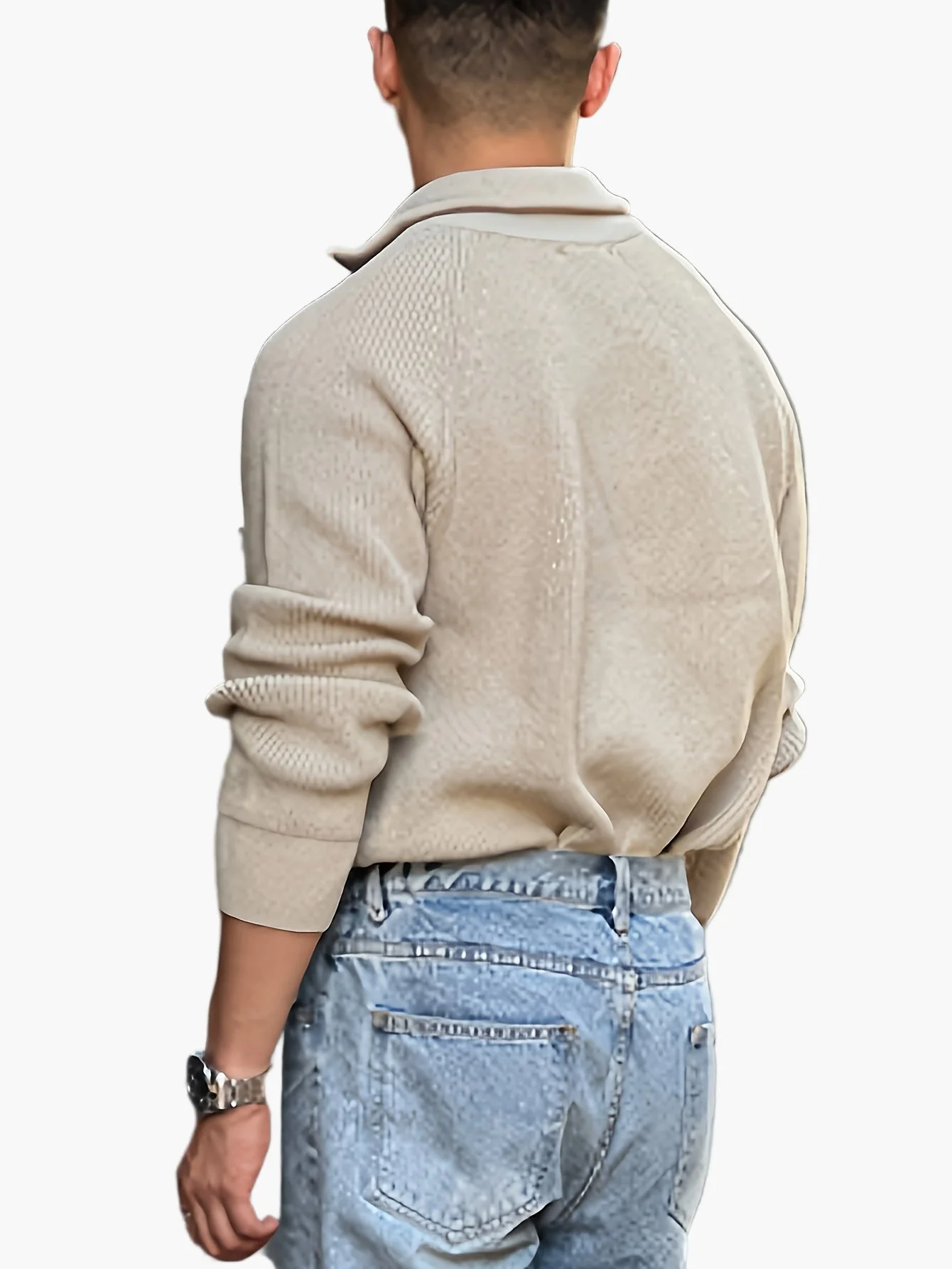 Herren Strickpullover mit Reißverschluss und Stehkragen – Modernes Casual Design für Herbst und Winter - Image 4