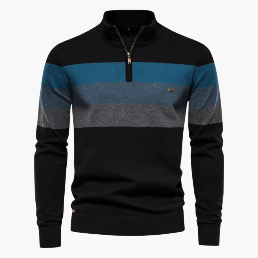 Herren Strickpullover mit Reißverschluss – Stilvoller Streifenpullover für Alltag und Büro - Image 3