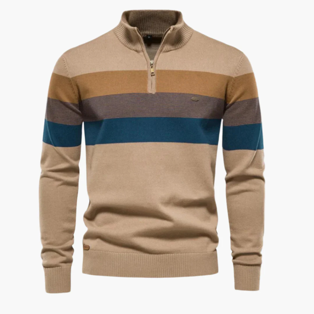 Herren Strickpullover mit Reißverschluss – Stilvoller Streifenpullover für Alltag und Büro - Image 4