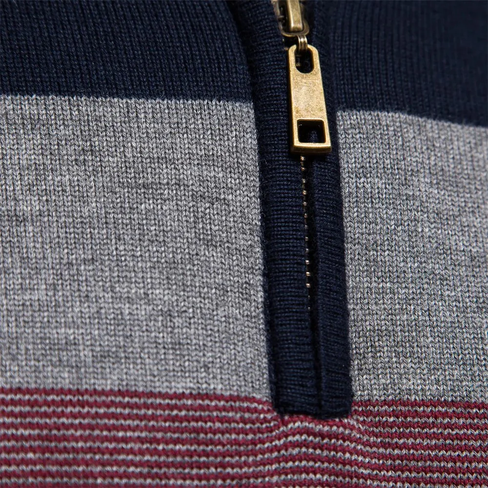 Herren Strickpullover mit Reißverschluss – Stilvoller Streifenpullover für Alltag und Büro - Image 6