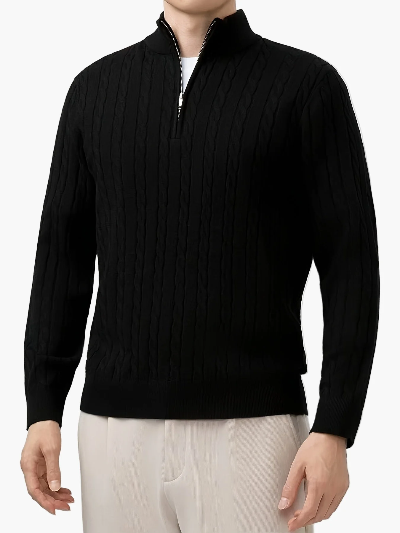 Herren Strickpullover mit Zipper und modernem Design – Ideal für Freizeit und Büro