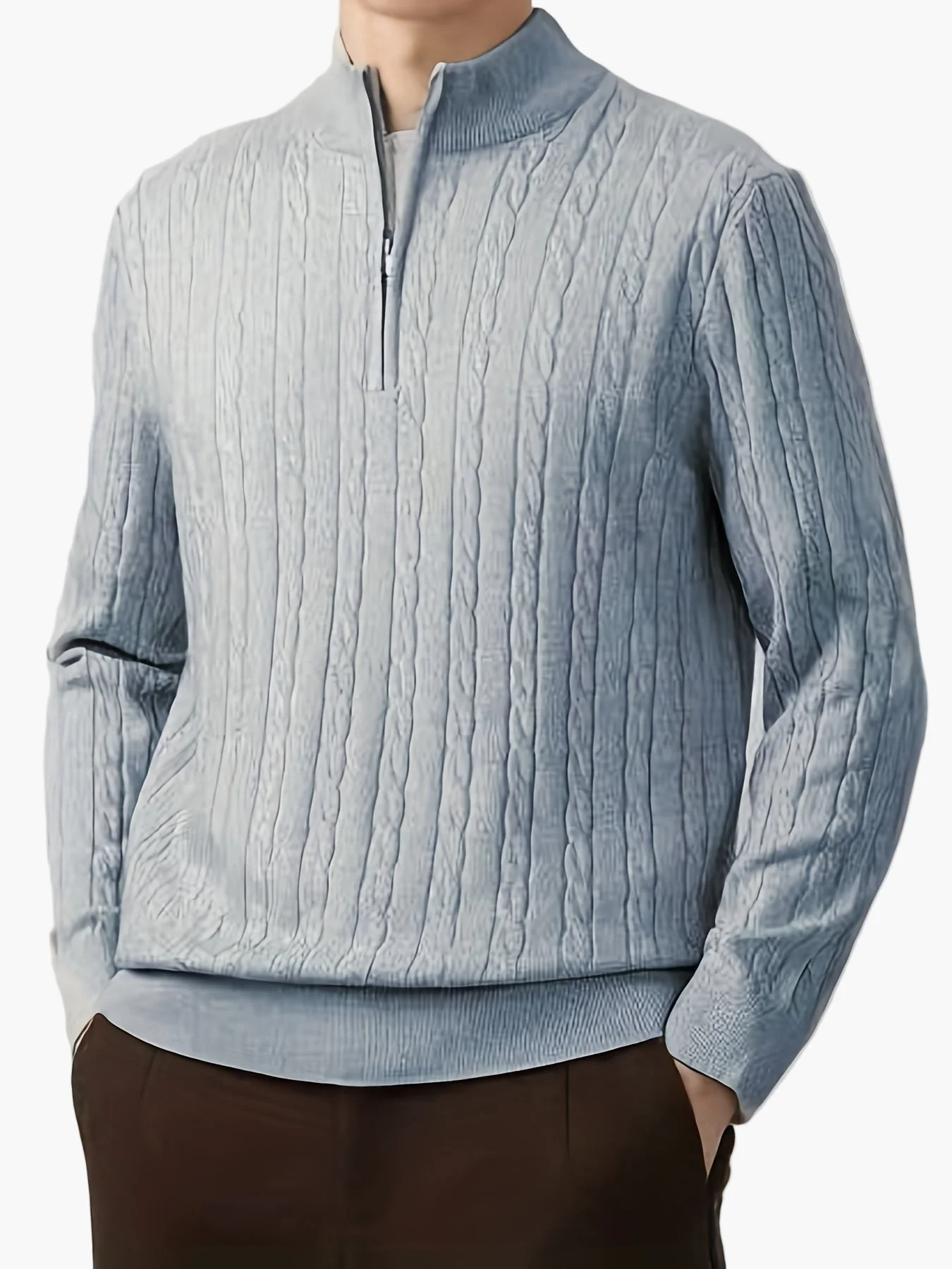 Herren Strickpullover mit Zipper und modernem Design – Ideal für Freizeit und Büro - Image 3