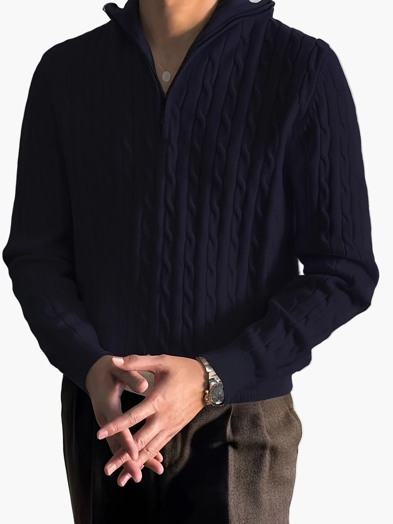 Herren Strickpullover mit Zipper und modernem Design – Ideal für Freizeit und Büro - Image 4