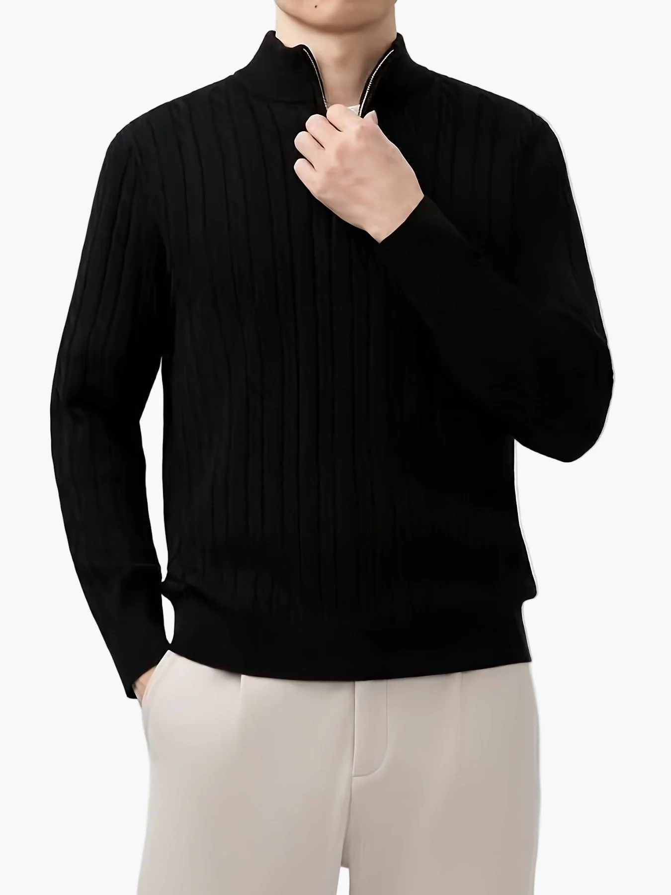 Herren Strickpullover mit Zipper und modernem Design – Ideal für Freizeit und Büro - Image 5