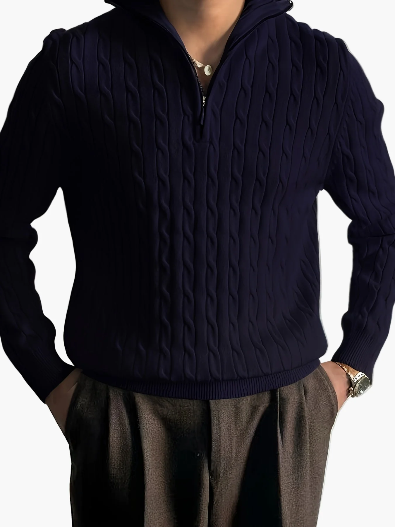 Herren Strickpullover mit Zipper und modernem Design – Ideal für Freizeit und Büro - Image 9