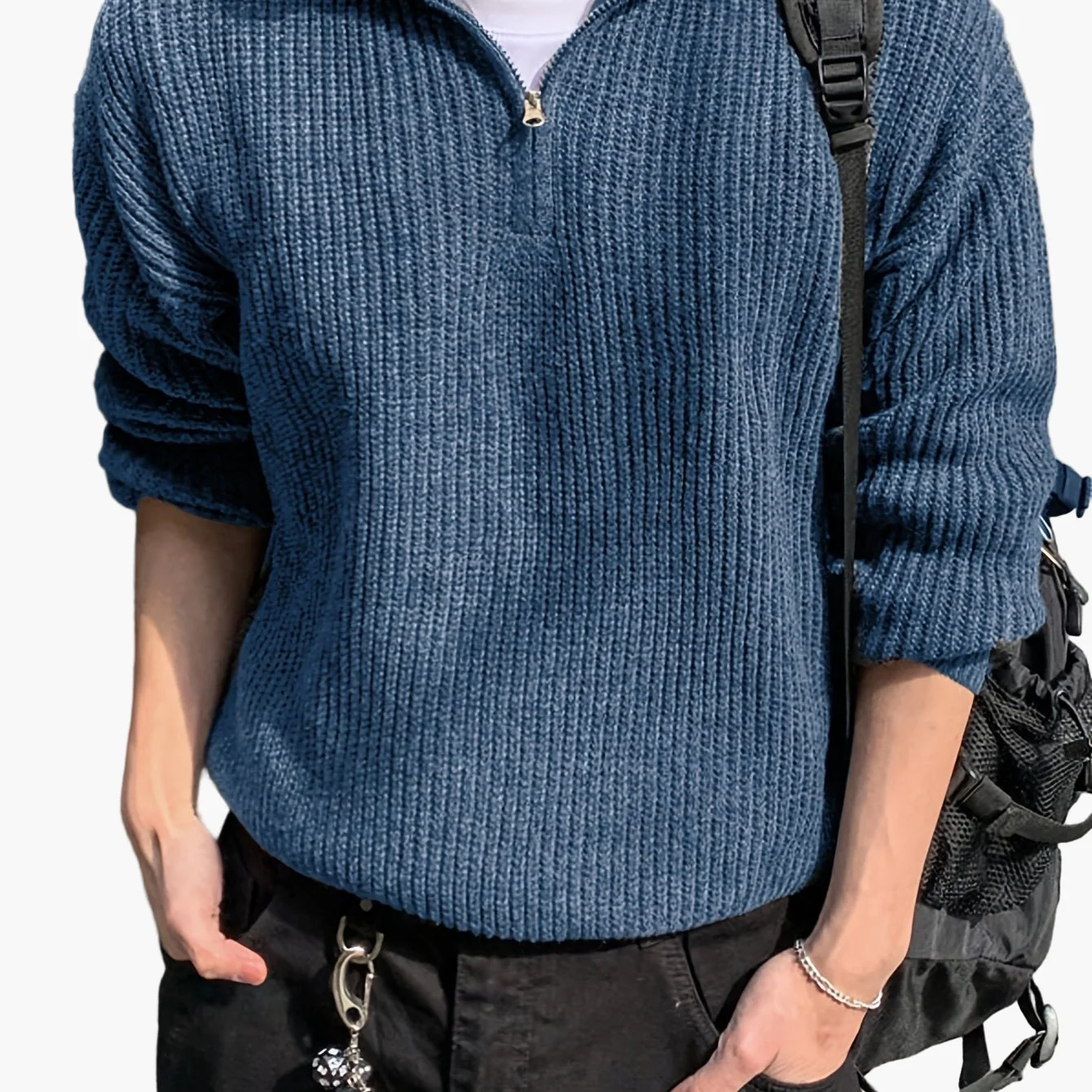 Herren Strickpullover mit Reißverschluss und hohem Kragen – Lässiger Freizeitstil für Frühling & Herbst - Image 11